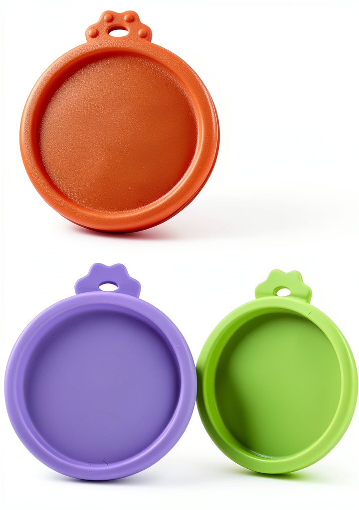 Installing AQSXO Silicone Cat Can Lids 4 Colors Pet Food Storage on a wooden desk