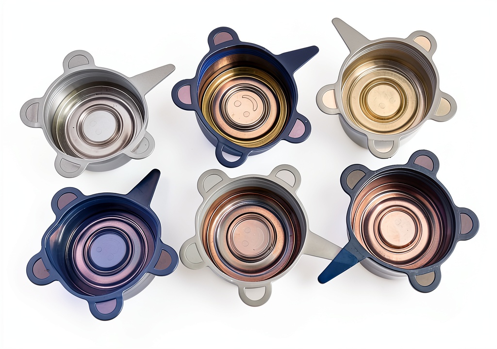 'Comtim silicone lids sealing various pet food cans on a kitchen counter'