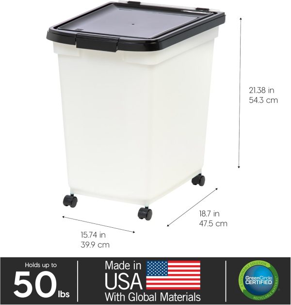 IRIS USA Airtight Pet Food Container with Wheels 50 lbs-2