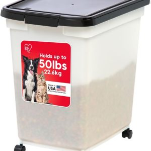 IRIS USA Airtight Pet Food Container with Wheels 50 lbs-0