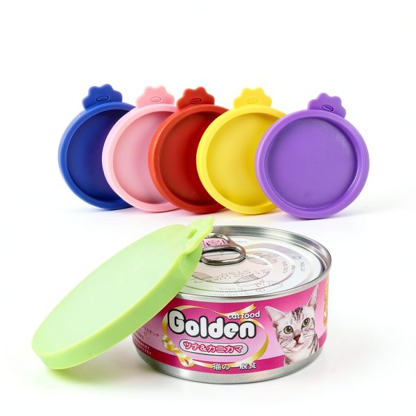 AQSXO Silicone Cat Can Lids 4 Colors Pet Food Storage-5