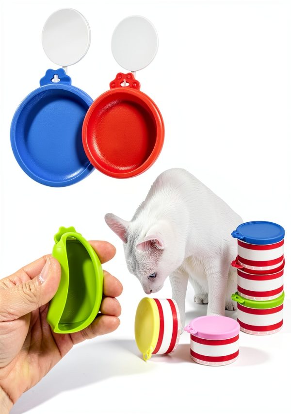 AQSXO Silicone Cat Can Lids 4 Colors Pet Food Storage-2