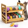 Cat Food Can Organizer Segtenant Adjustable Bamboo-0