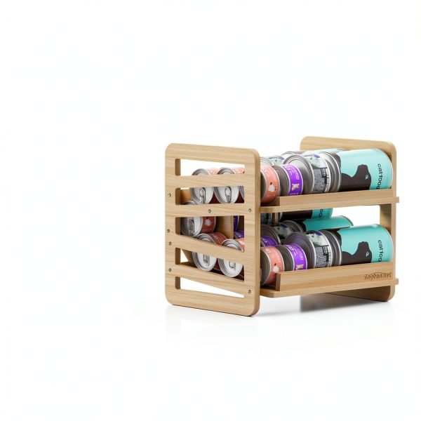 Cat Food Can Organizer Segtenant Adjustable Bamboo-4