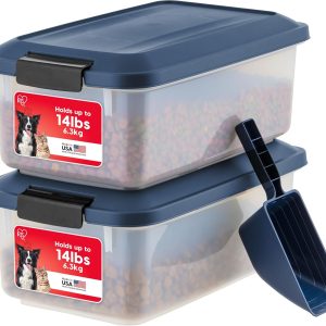 IRIS USA Airtight Pet Food Container Navy 14 lbs 2 Pack-0