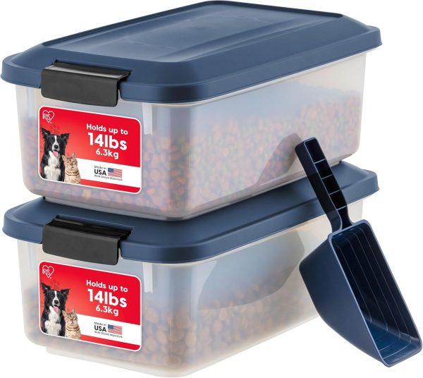IRIS USA Airtight Pet Food Container Navy 14 lbs 2 Pack-0