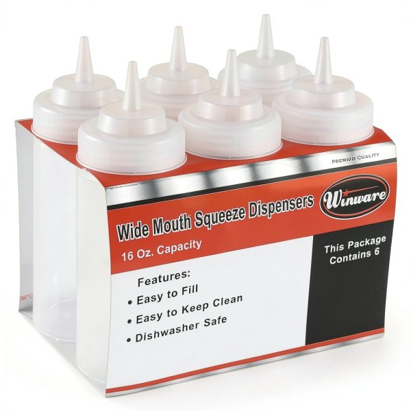 Winco Clear Plastic Squeeze Bottles 16 oz Kitchen Utensils-2