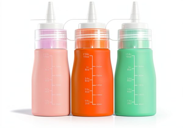 Mrsdry Silicone Condiment Squeeze Bottle 12oz Pink Reusable Set-0
