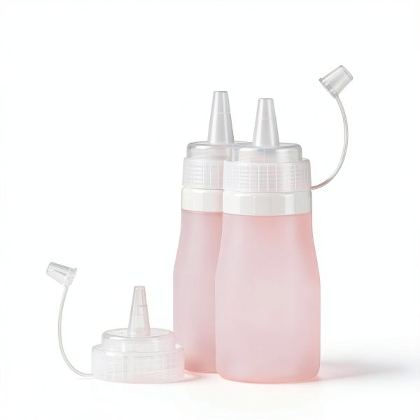 Mrsdry Silicone Condiment Squeeze Bottle 12oz Pink Reusable Set-3