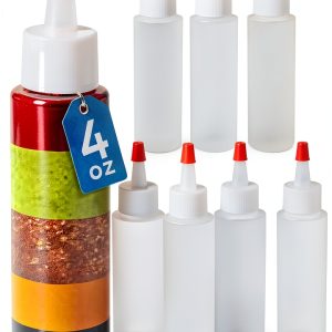 IMPRESA 4 oz Plastic Squeeze Bottles Reusable Clear Kitchen Dispenser-0