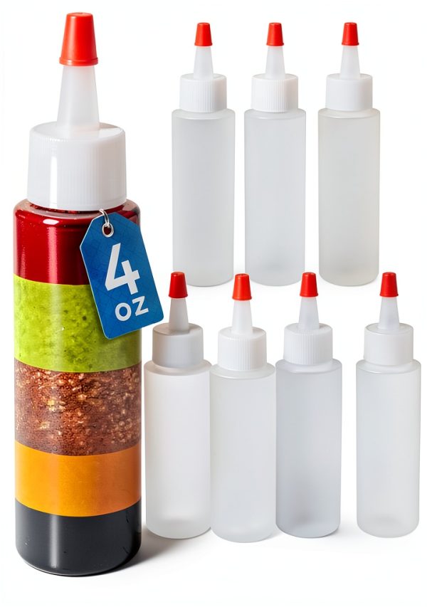 IMPRESA 4 oz Plastic Squeeze Bottles Reusable Clear Kitchen Dispenser-0