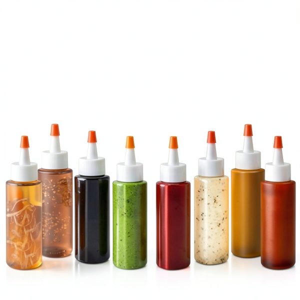 IMPRESA 4 oz Plastic Squeeze Bottles Reusable Clear Kitchen Dispenser-4