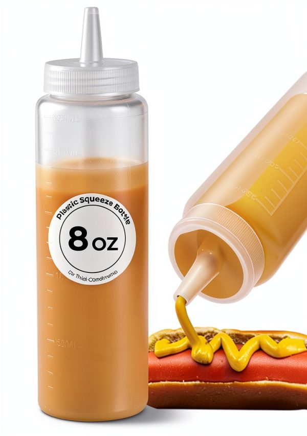 Restaurantware Squeeze Bottle 8oz Clear Reusable Condiment Dispenser-0