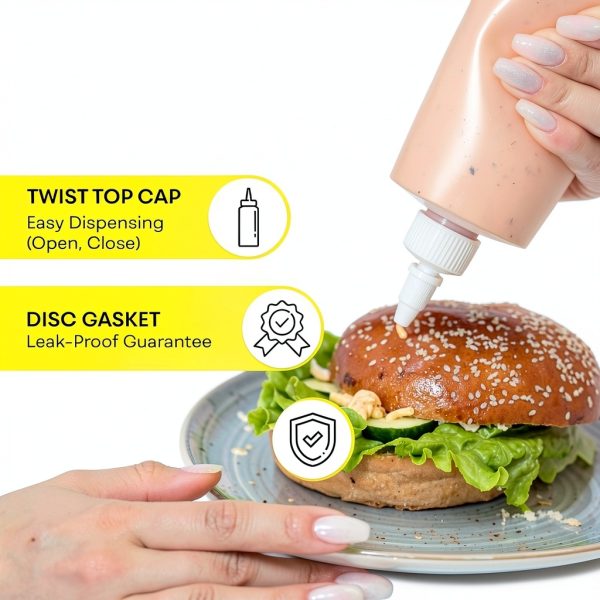 BRIGHTFROM Condiment Squeeze Bottles, 16 OZ Empty Squirt Bottle with Twist Top Cap, Leak Proof - Great for Ketchup, Mustard, Syrup, Sauces, Dressing, Oil, Arts and Crafts, BPA FREE Plastic - 2 PACK-1