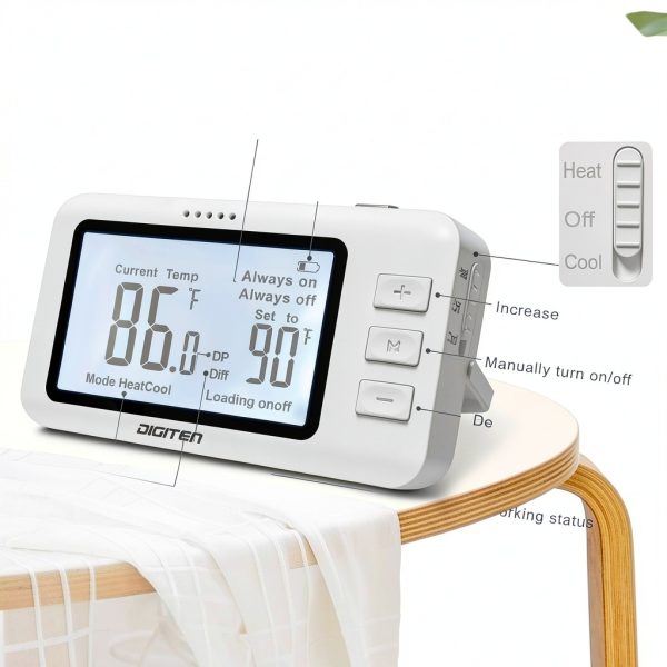 Wireless Thermostat Outlet DIGITEN WTC1001 1800W White Plug-in-7